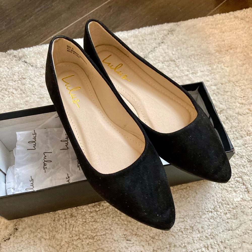 Lulus Holly Black Suede Women's Flats